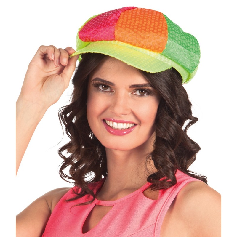 Colorful rainbow peaked cap
