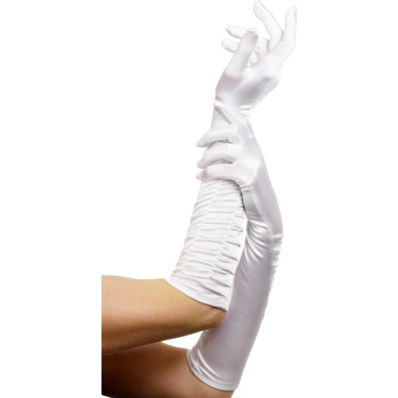 Elegant white gloves 46cm