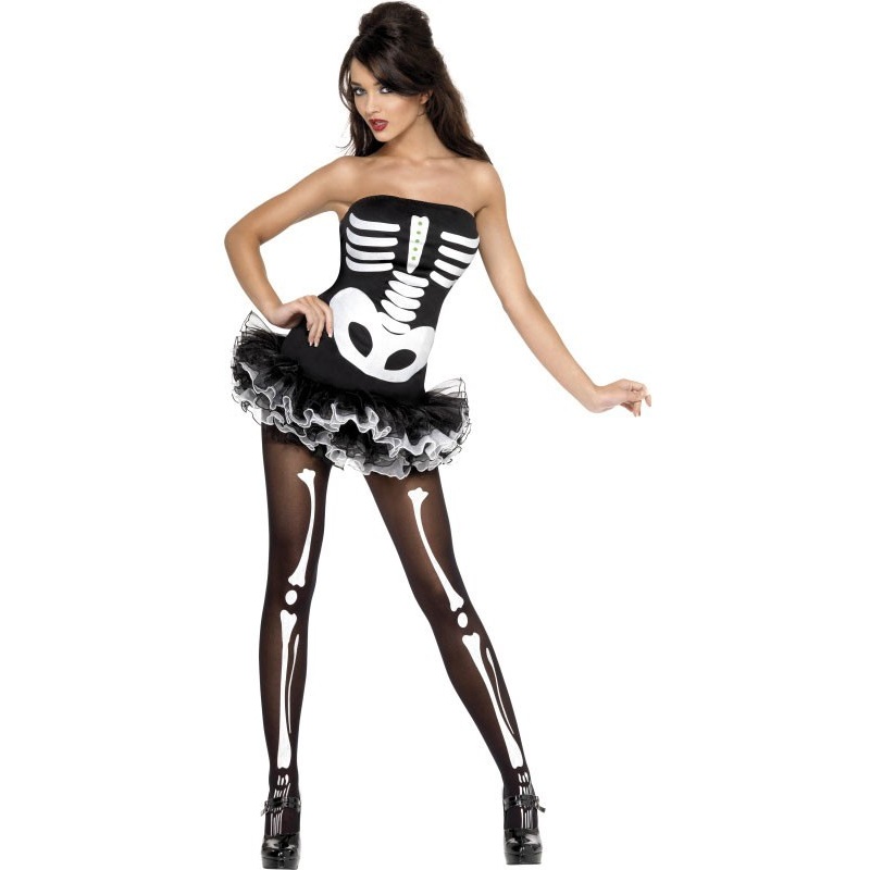 Halloween costume skeleton lady seductive XS
