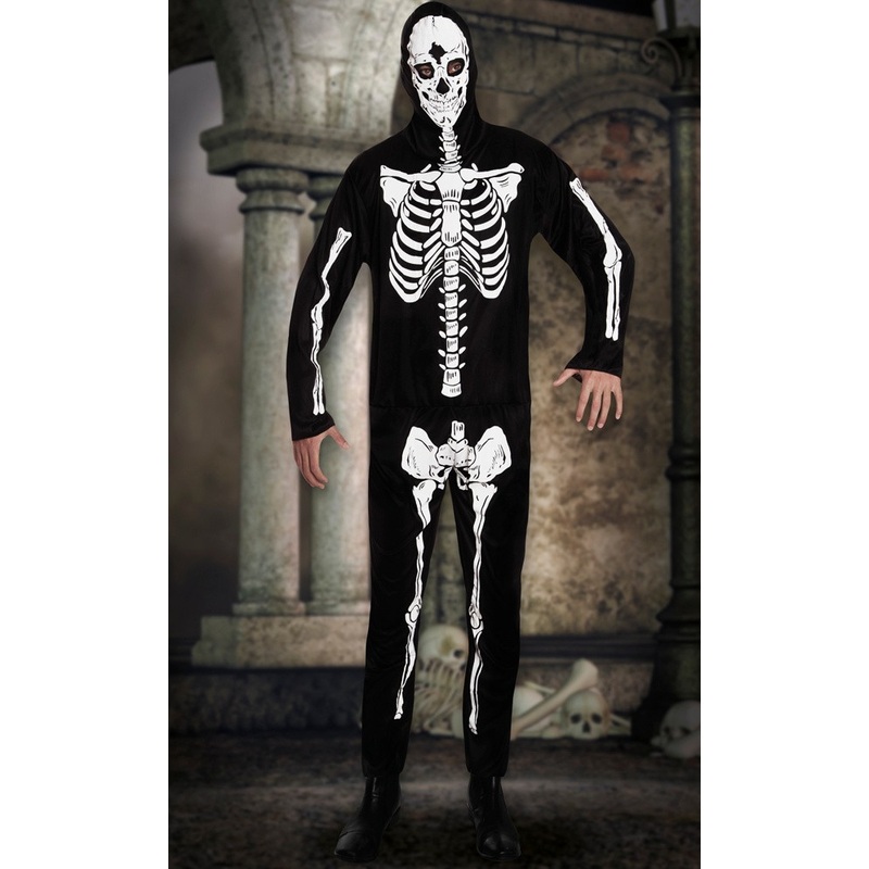 Skeleton overall costume with hood