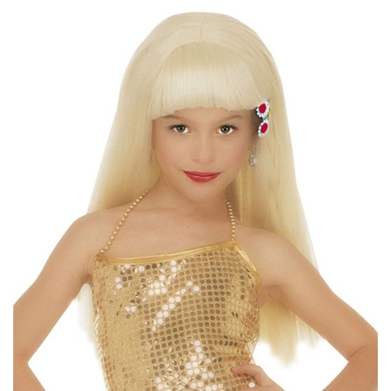 White glamor wig with blonde hair clips