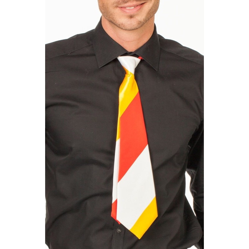 Yellow-red-white striped tie