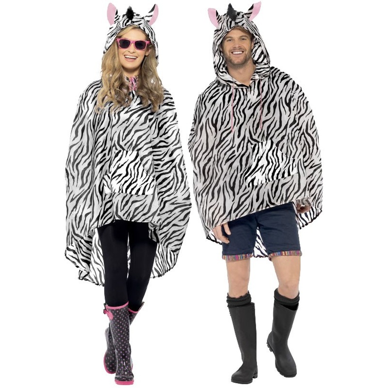 Zebra rain cape poncho unisex