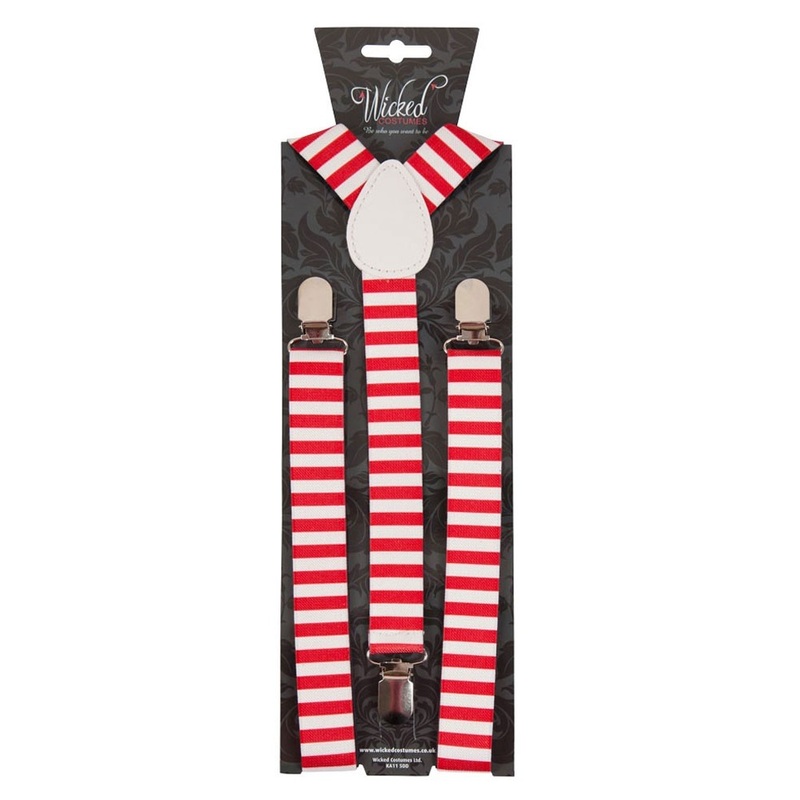 Red and white striped suspenders