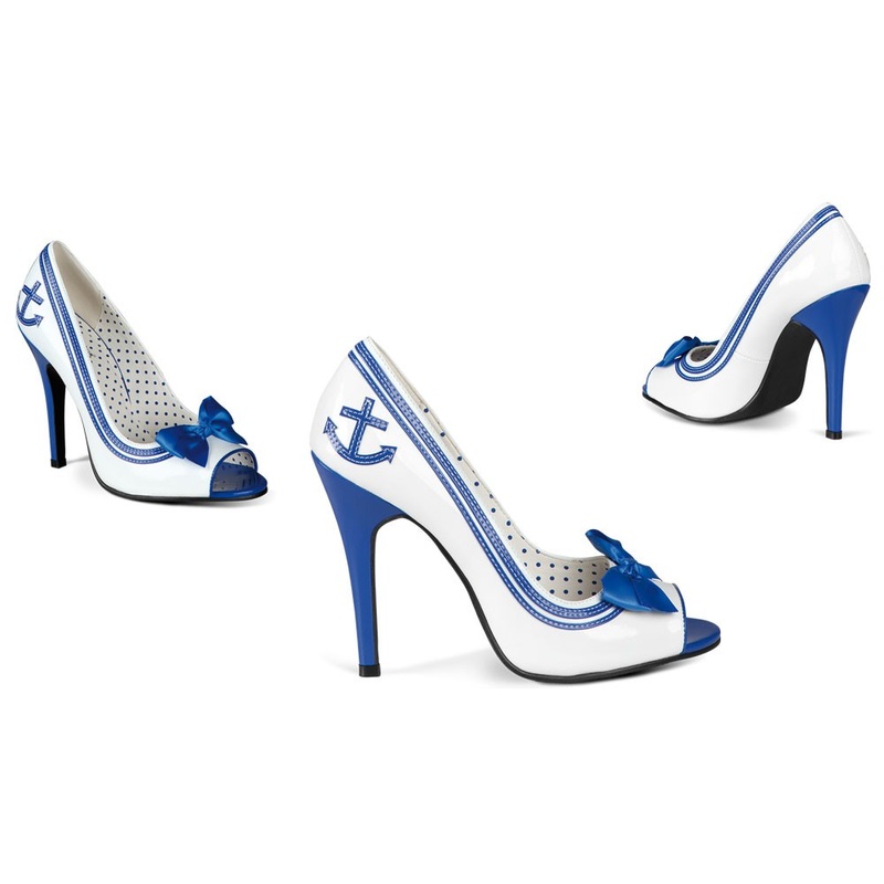 Sailor pumps white-blue