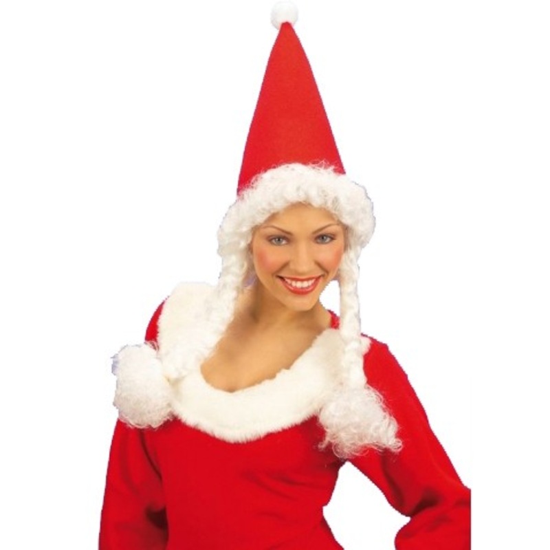 Santa hat with pigtails Miss Santa