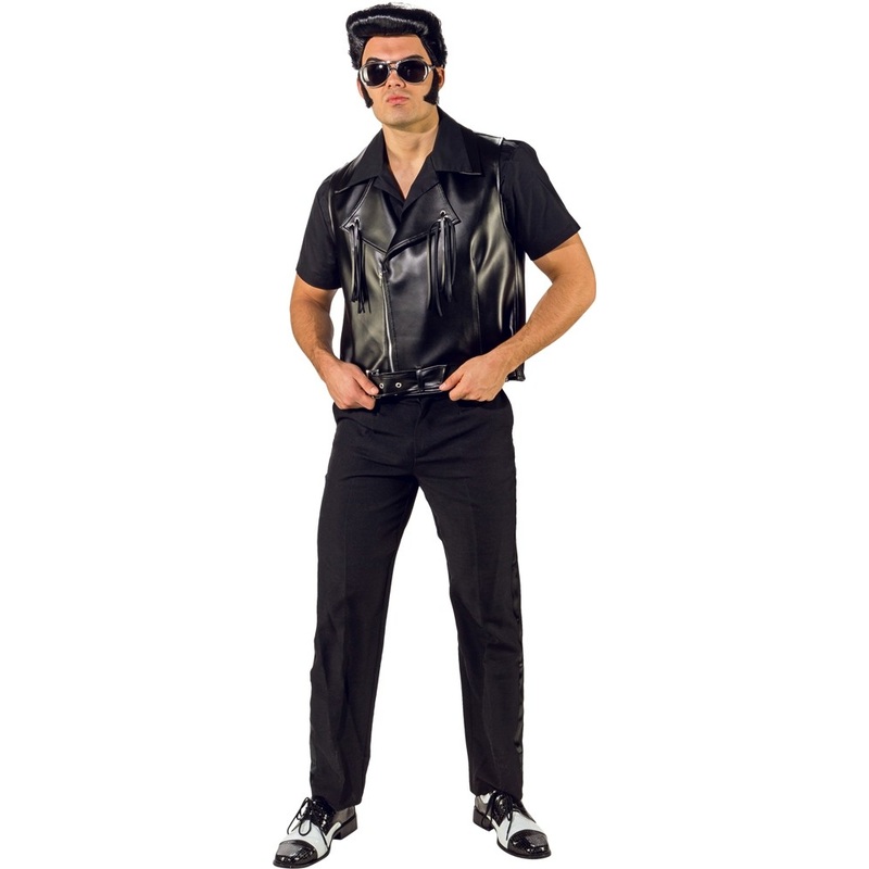 1950s rocker leather vest for men 46-48