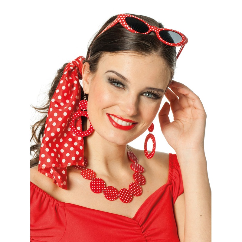 50s accessories set 4 pieces red