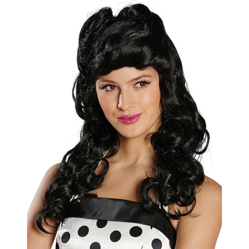 50s curly wig black