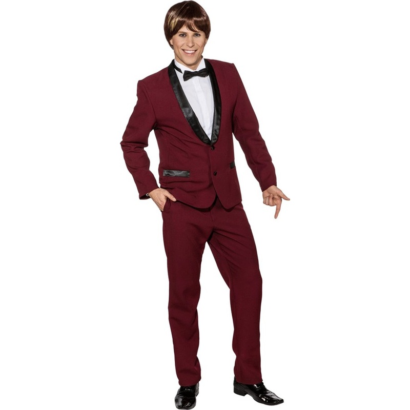 50s wine red mens suit 46