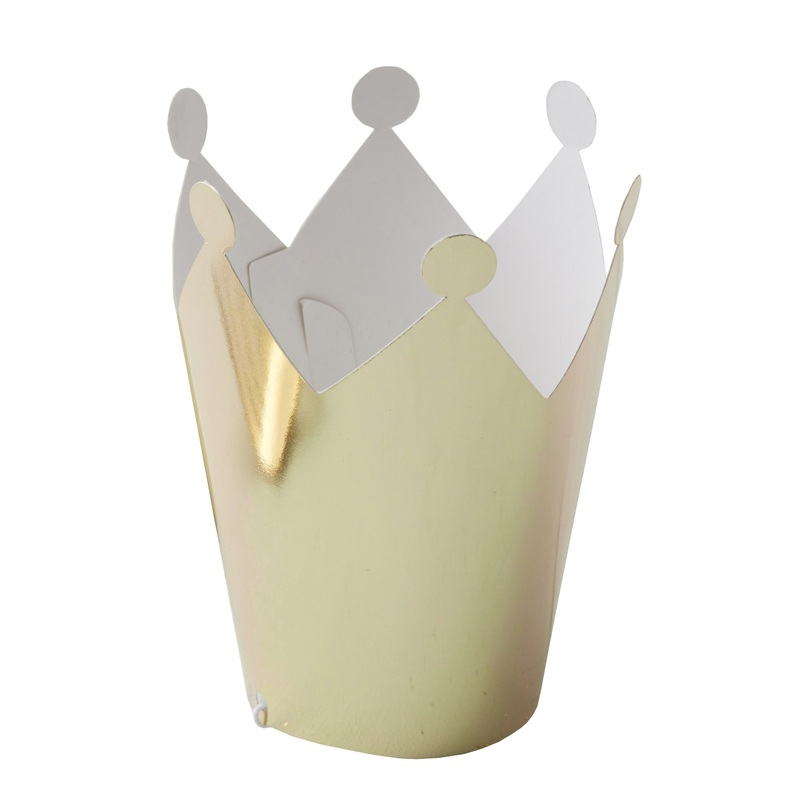 6 golden metallic magic party crowns 11 x 5cm
