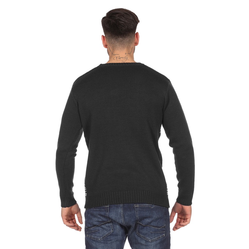 Black reindeer head Christmas sweater for men S