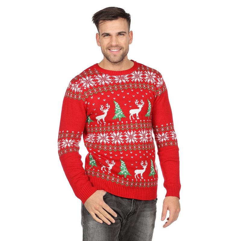 Christmas sweater reindeer red for men S