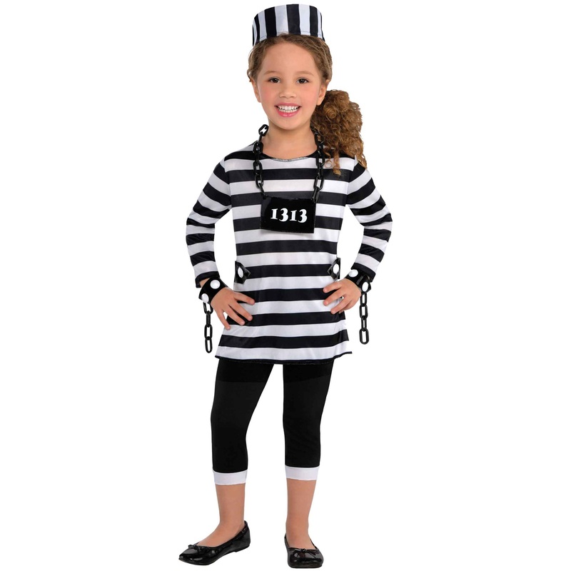 Little convict prisoner costume for girls