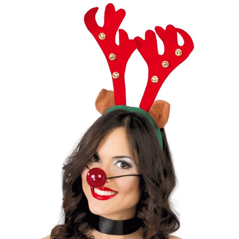 Rudina reindeer headband with bell antlers