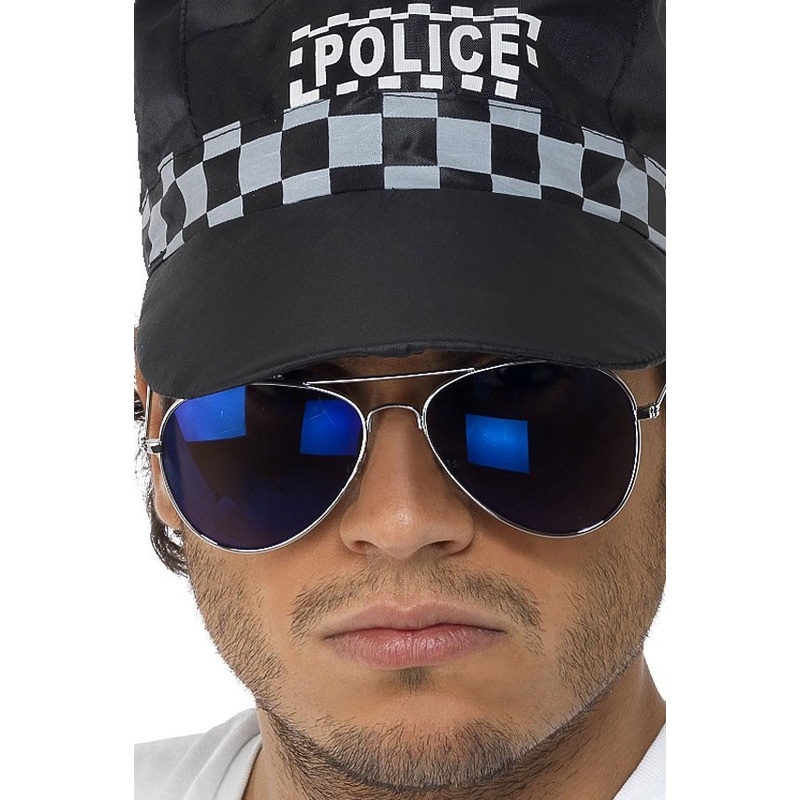 Blue mirrored aviator sunglasses