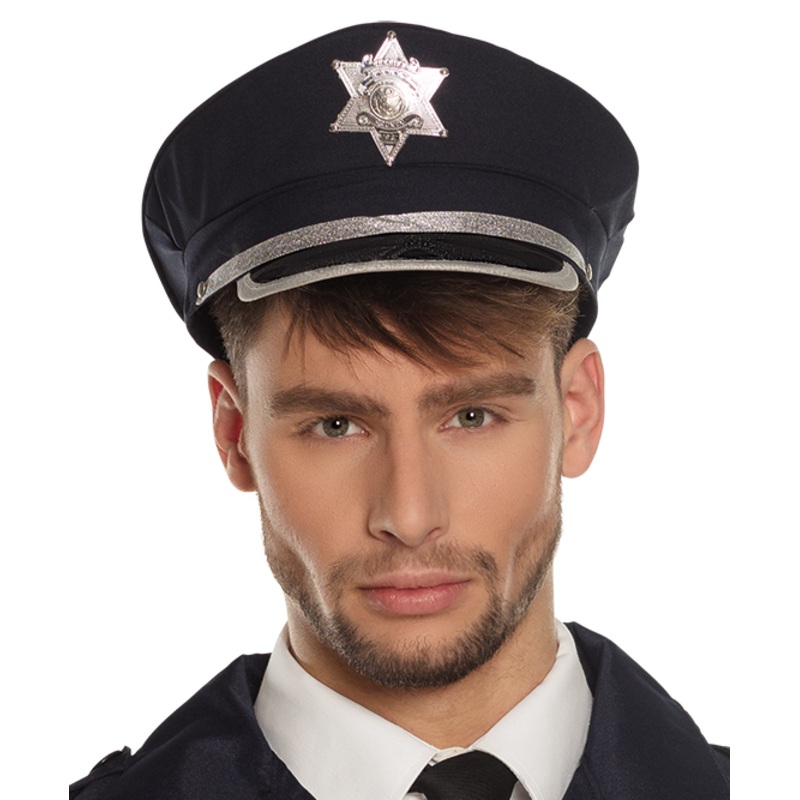 Blue policewoman hat