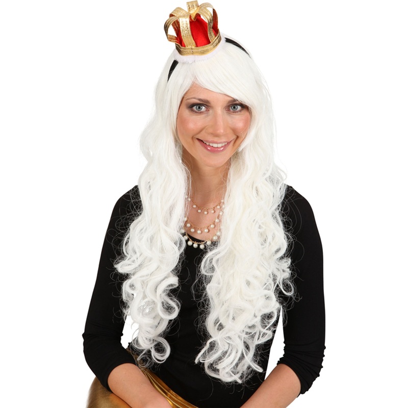 Extra long curly wig white