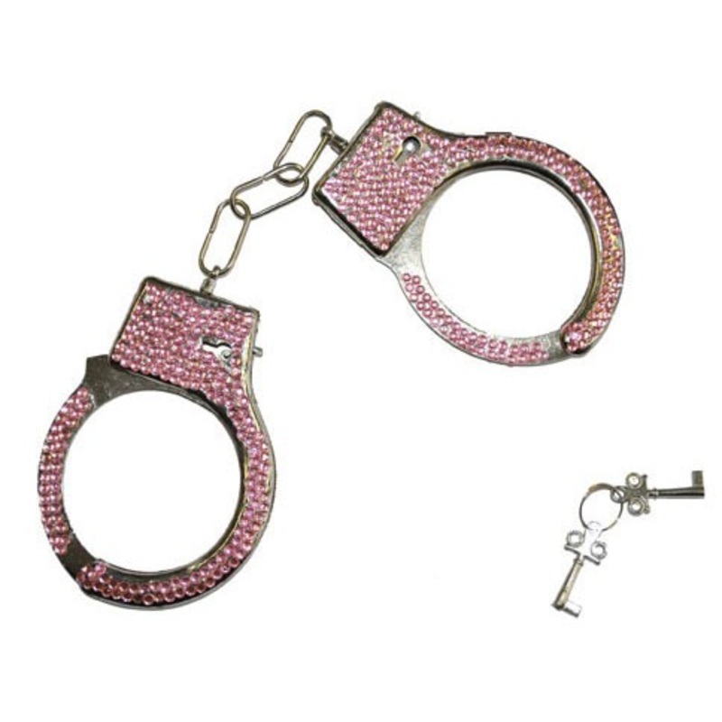 Glitter handcuffs with pink rhinestones