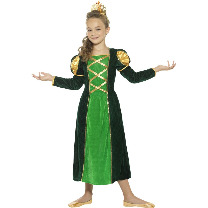 Medieval princess dress for children with crown
