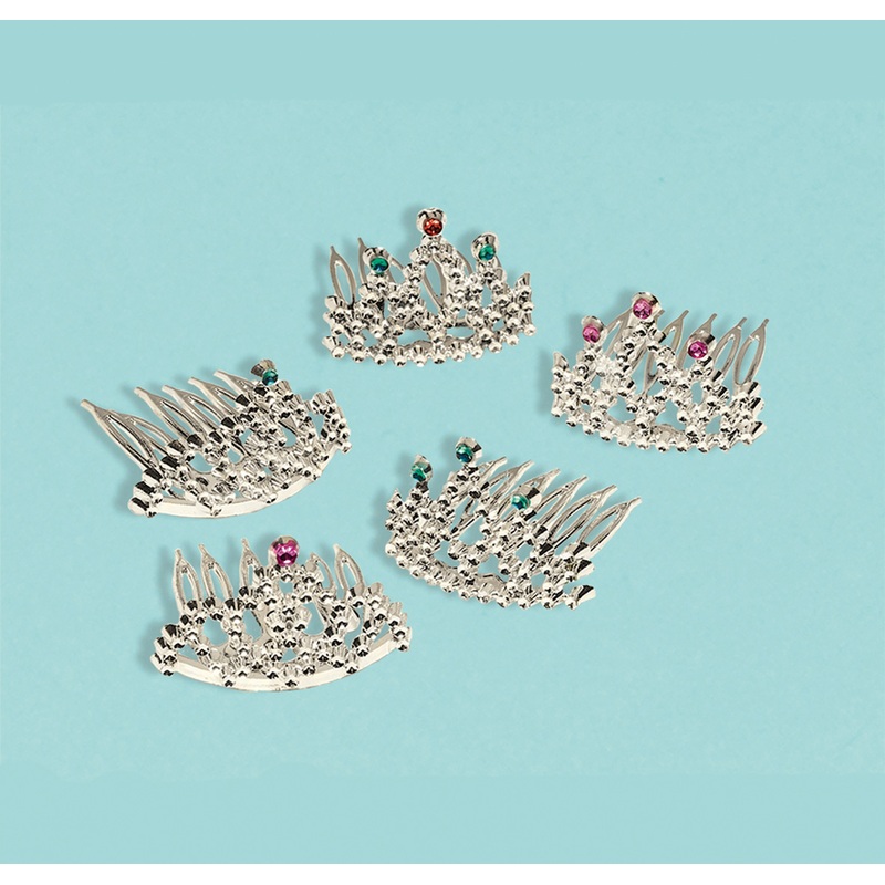 Princess Party Sparkling Crown With Colorful Rhinestones 6 Pieces