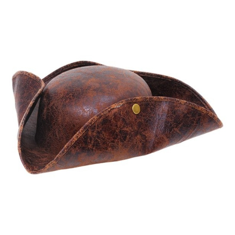 Brown pirate pointed hat in leather look