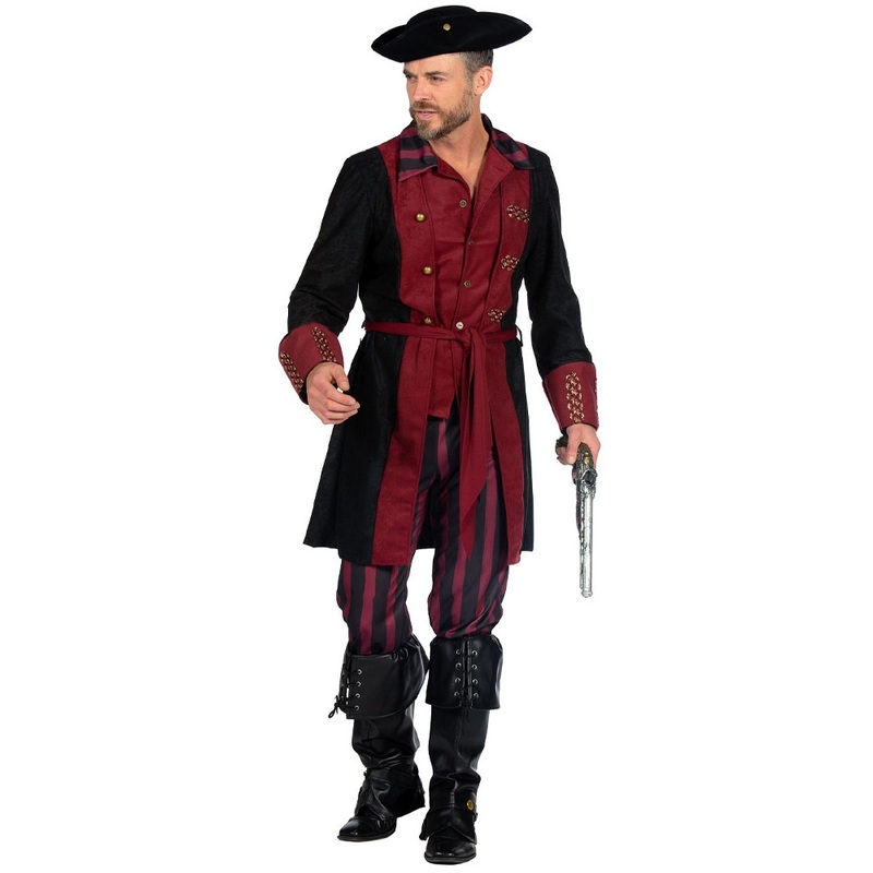 Burgundy pirate costume for men S