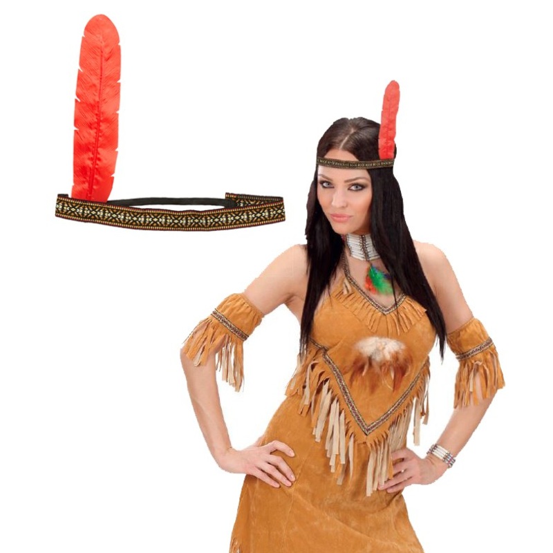 Indian headband with red feather