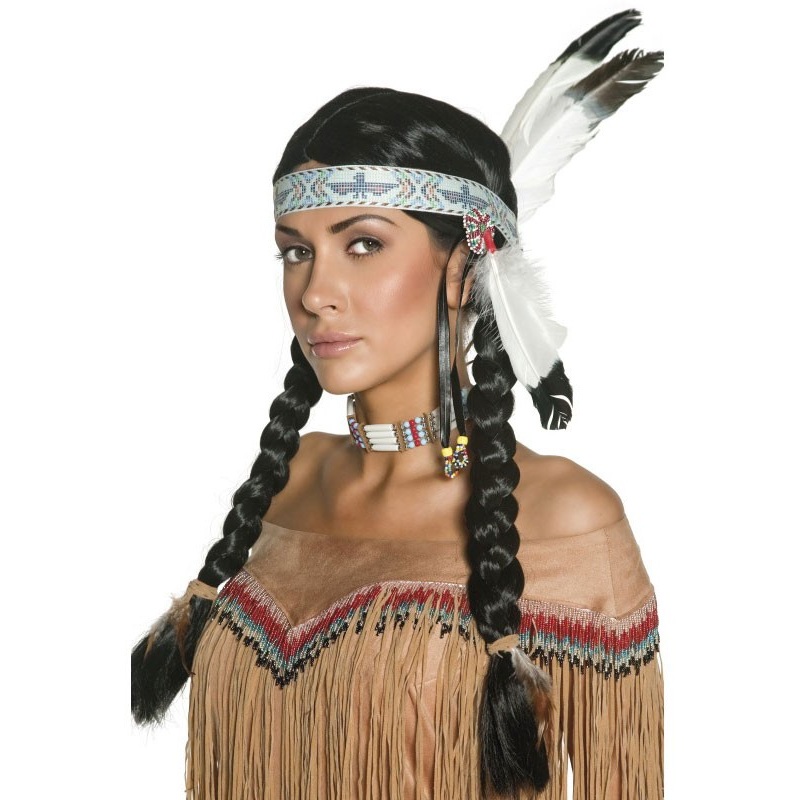 Indian wig plait with headdress