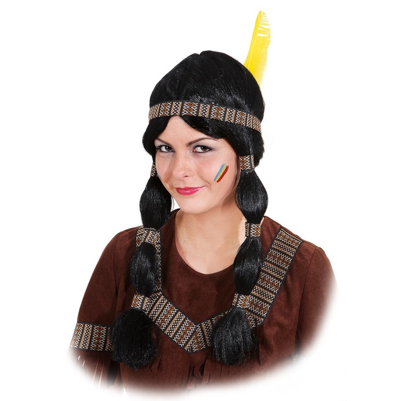 Squaw Indian wig with feathers