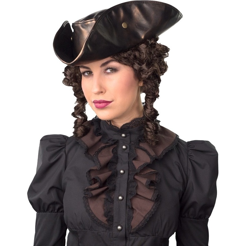 Steampunk leather look tricorn hat