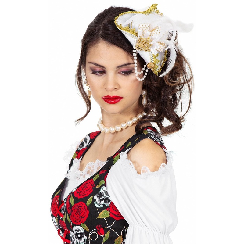 Steampunk mini tricorn hat white