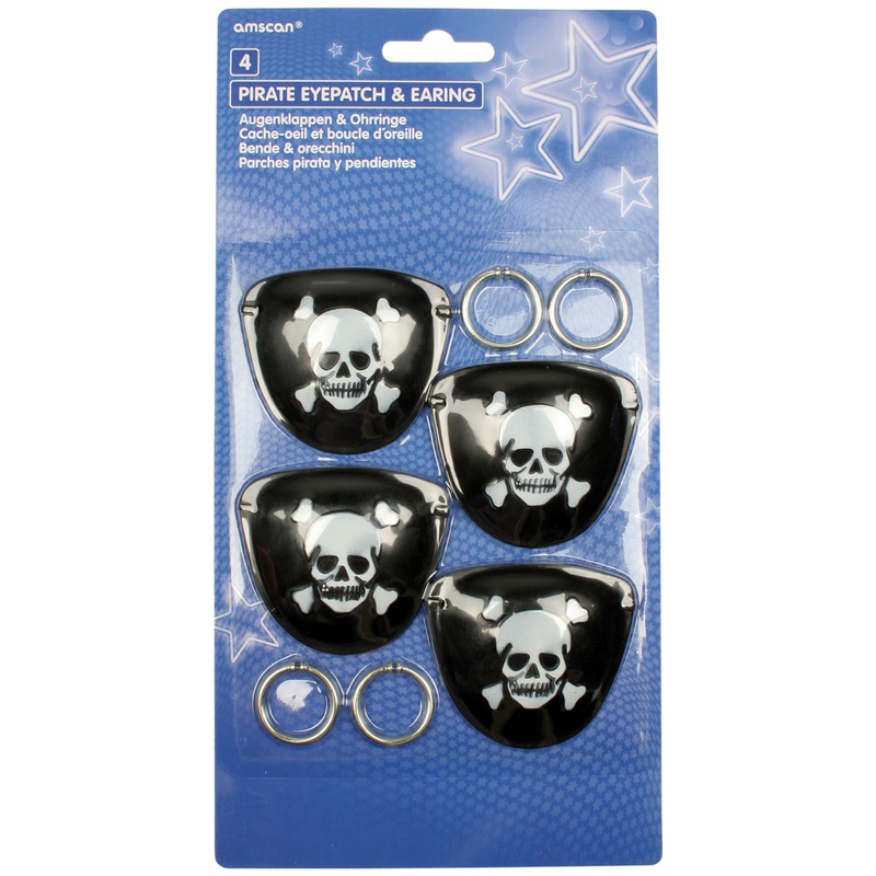 Stylish pirate accessories eye patch & earring 4 pieces