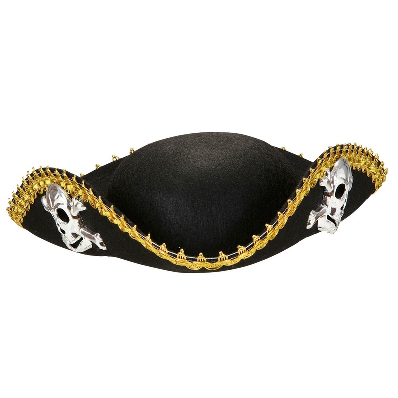 Tricorn pirate hat with skulls unisex