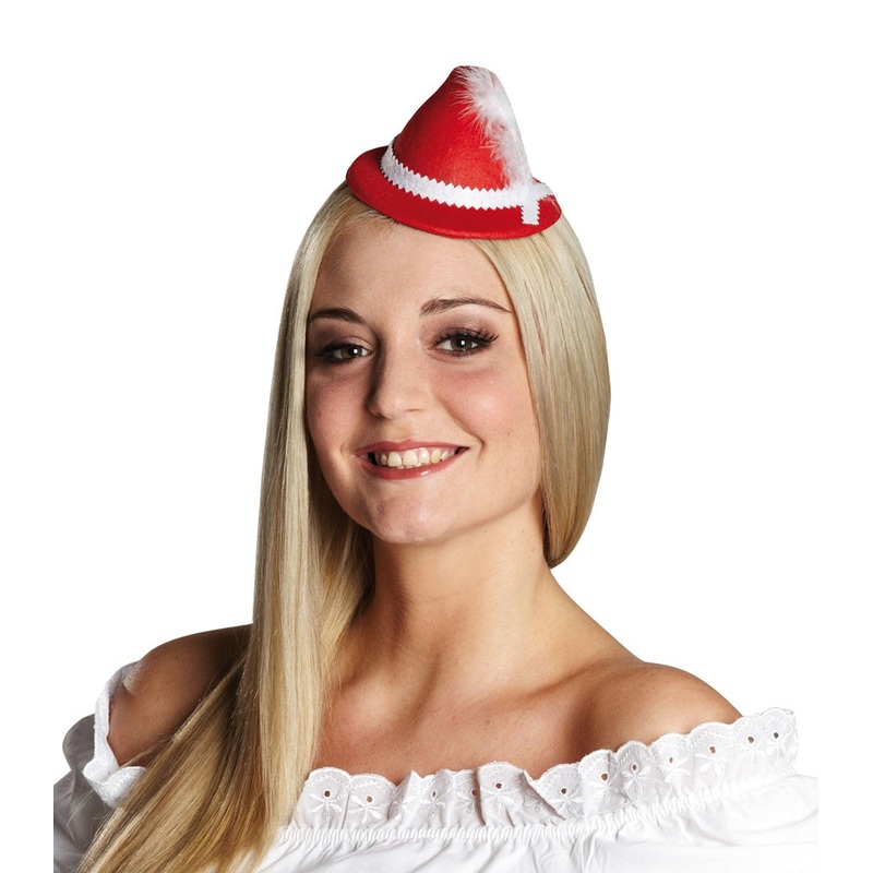Bavarian mini hat with feather in red