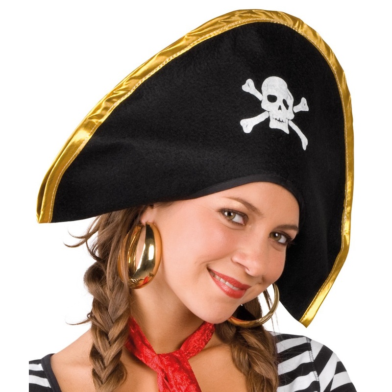 Black pirate fabric hat unisex