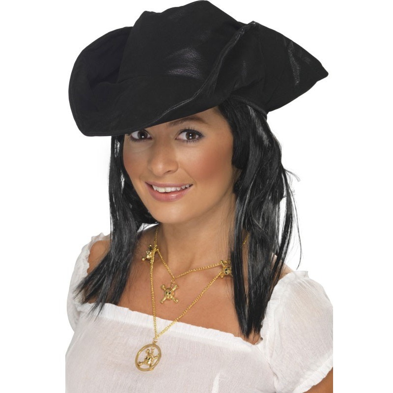 Black pirate hat in leather look