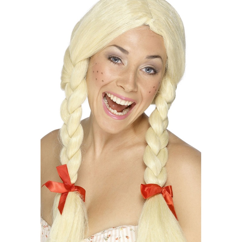 Blonde braided wig with bows