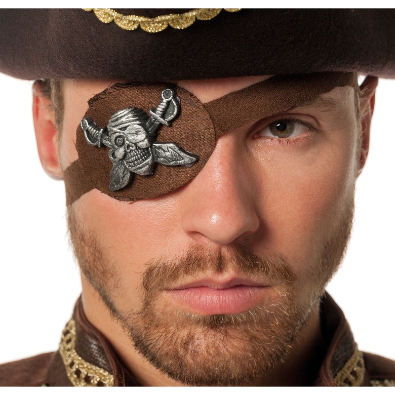 Brown leather eye patch