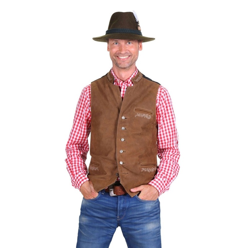 Brown traditional waistcoat for men made of leather 46