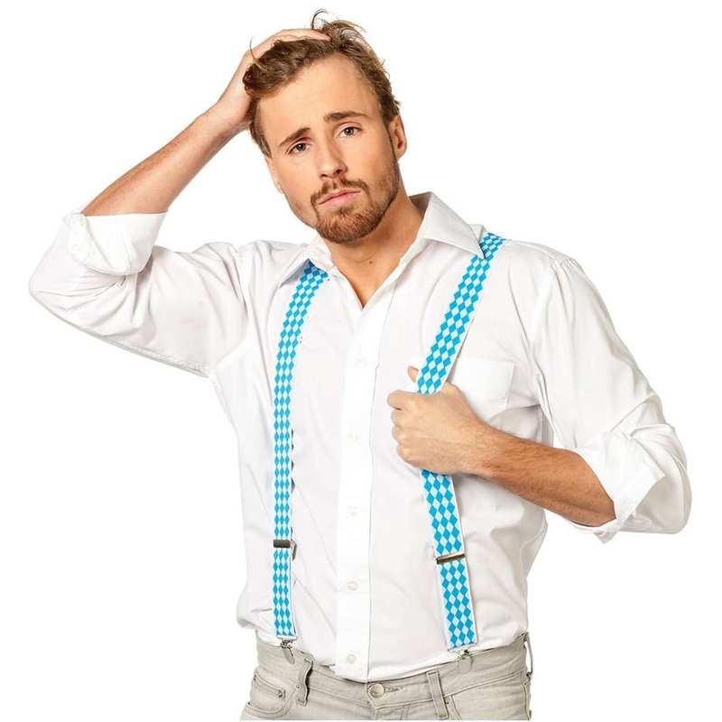 Checkered Bavarian costumes suspenders