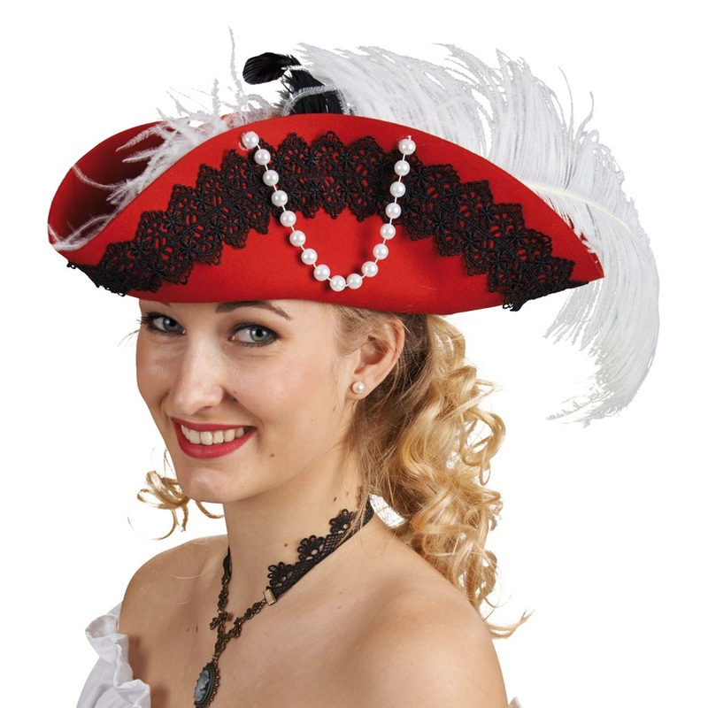 Elegant musketeer ladies hat red