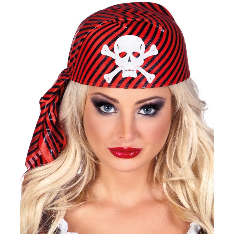 Pirate cap skull red-black