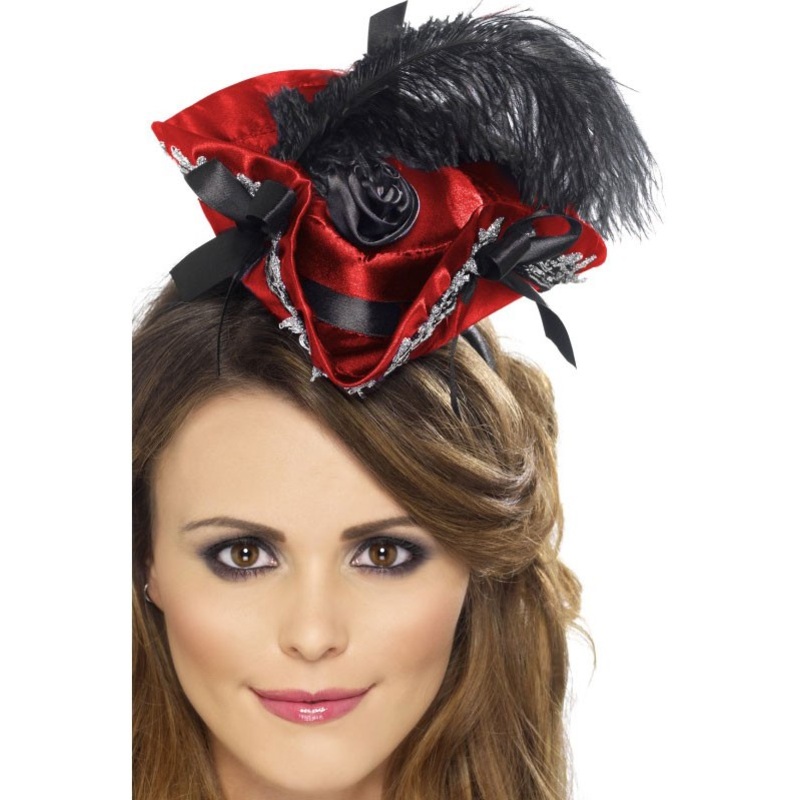 Red-black Malina mini pirate hat