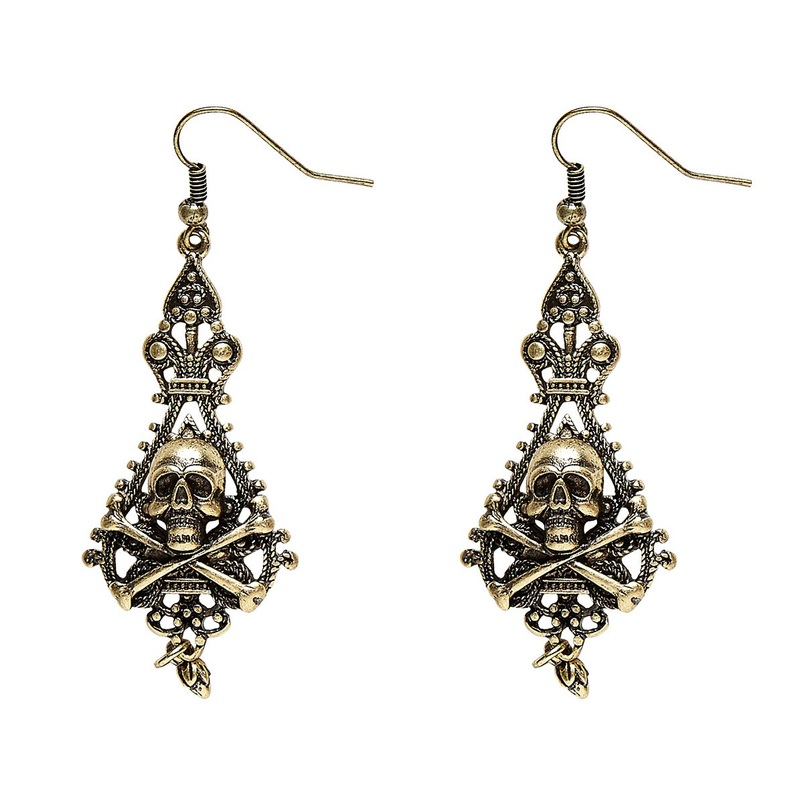 Skull Drop Earrings in Pirate Look