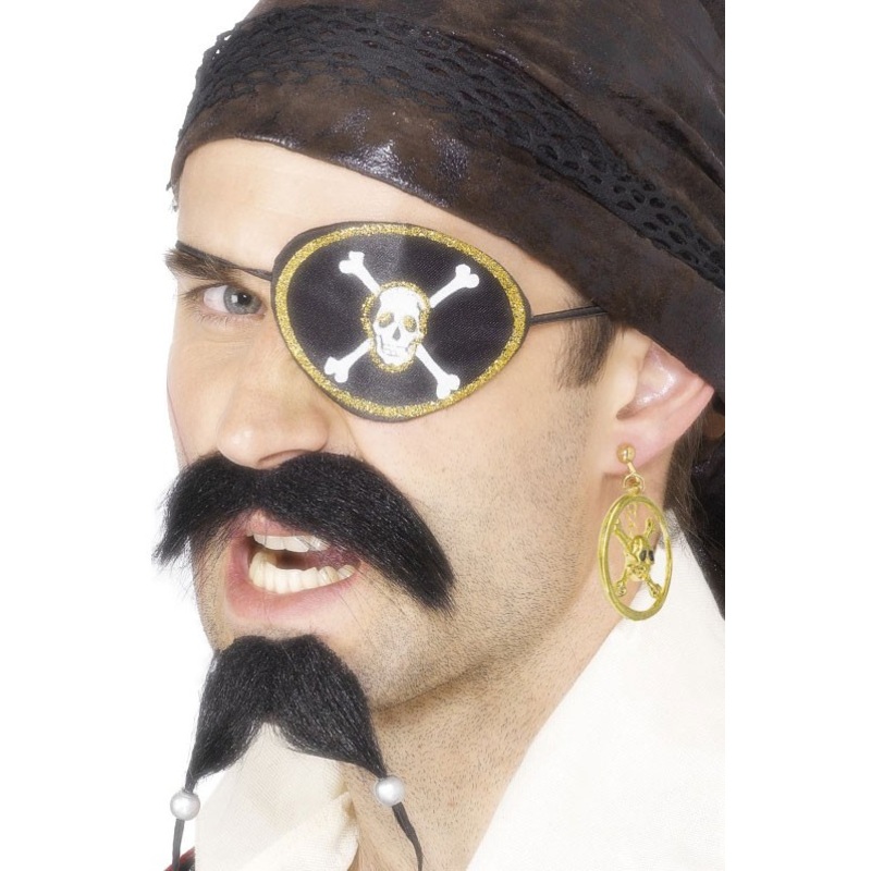 Skull pirate eye patch and earring