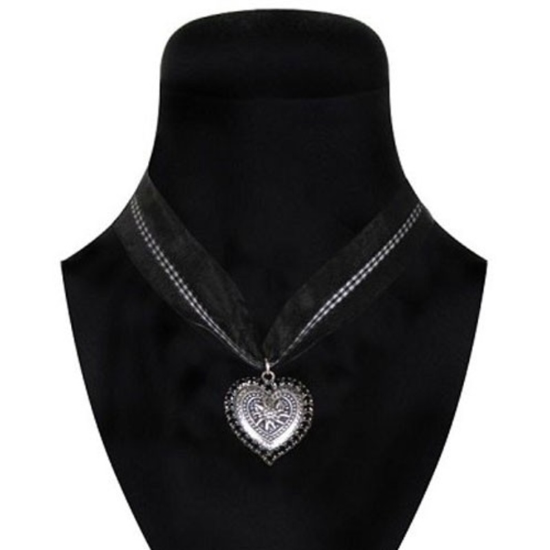 Traditional costume chain with a rhinestone heart