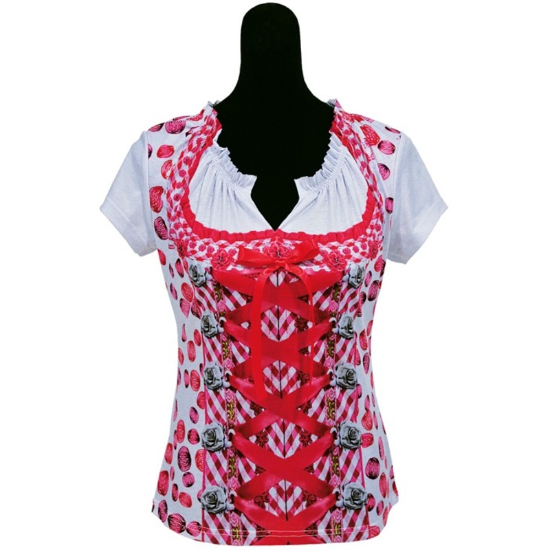 Colorful 3D dirndl ladies shirt S