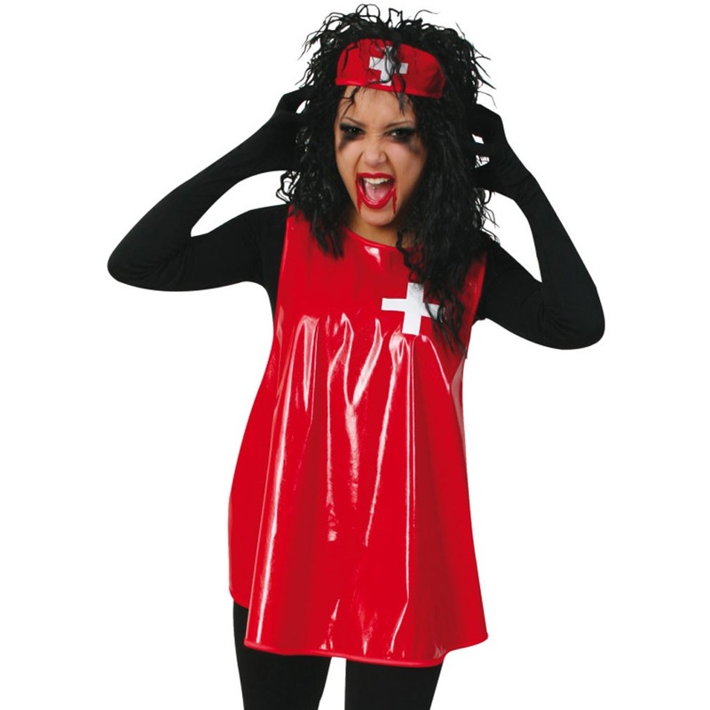 Crazy nurse Maria vinyl costume for women
