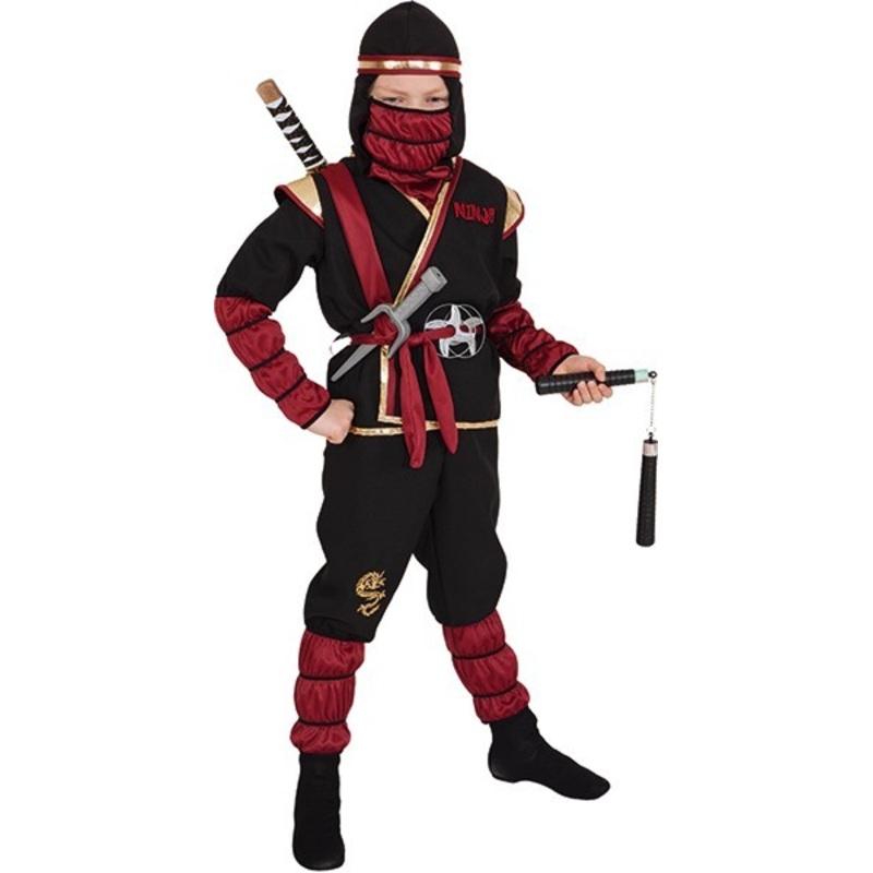 Fighting ninja black red child costume